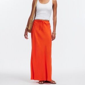 Blue Madewell Tie-Waist Maxi Slip Skirt in Cupro Blend Size 2 Blue